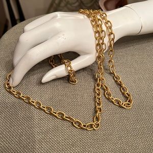 Vintage Crown Trifari Gold Tone Chain Link Necklace